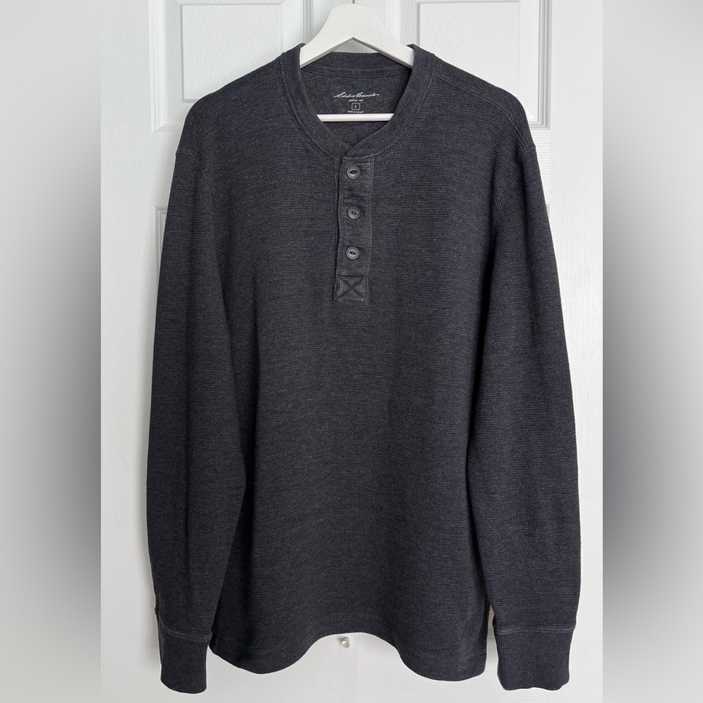 Eddie Bauer, Men’s Henley cotton blend, long sleeve t-shirt, size L